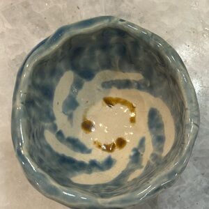 Handcrafted Blue and Gold Ceramic Bowl